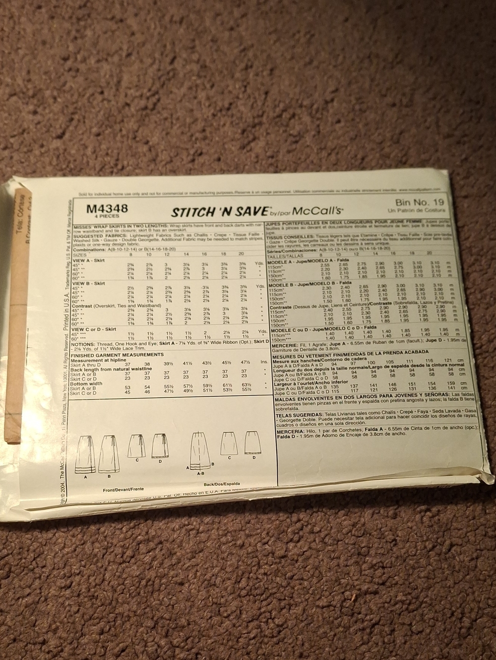 M4348 McCall's Pattern - Picture 2 of 2